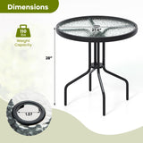 Tangkula 27.5 Inches Patio Round Glass Dining Table with 1.57" Umbrella Hole