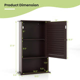 Tangkula Medicine Cabinet, Wall Mounted Bathroom Cabinet Single Door Wooden