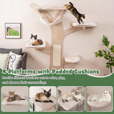 Tangkula Wall Mounted Cat Tree Furniture with 4 Padded Platforms