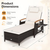 Tangkula Wicker Patio Chaise Lounge | 7-Level Adjustable Backrest (1/2)