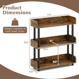 Tangkula 3-Tier Bookshelf Multipurpose Wood Standing Display Rack with Back and Side Panels