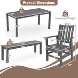 Tangkula 6 Pcs Outdoor HDPE Weather Resistant Table and Chairs Set
