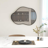 Tangkula Asymmetrical Wall Mirror, Large Irregular Shaped Stylish Wall Mounted Mirror with Premium Back Board