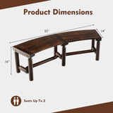 Tangkula Patio Curved Bench, Carbonized Wood Dining Bench for Round Table, Spacious & Slatted Seat