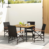 Tangkula 5 Pieces Patio PE Wicker Dining Set, Outdoor Dining Table and Chairs with Cushions