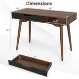 Tangkula Mid-Century Modern Computer Desk with Drawer and Open Compartment
