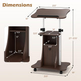 Tangkula Height Adjustable Laptop Table with Tilting Tabletop & Storage Shelves