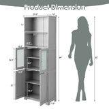 Tangkula Tall Bathroom Storage Cabinet, Freestanding Floor Cabinet