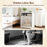 Tangkula Litter Box Enclosure 2-Door Cabinet & Open Compartment Modern Cat Litter Box Furniture