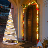 Tangkula 5 FT Lighted Pre-lit Christmas Cone Tree, Artificial Spiral Conic Tree w/300 Warm White & 250 Cold White LED Lights