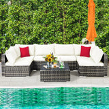 7-Piece Patio Furniture Set, Outdoor Sectional PE Rattan Sofa Set