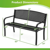 Tangkula Metal Outdoor Park Bench for Porch