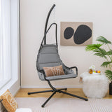 Tangkula Swing Chair with Stand, Hanging Egg Chair with Cushion, Indoor Outdoor Hammock Chair