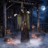 Tangkula 6.2 FT Animated Halloween Standing Talking Witch with Glowing Eyes