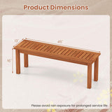 Tangkula Outdoor Wood Bench 2-Person Backless Patio Garden Bench with Slatted Seat