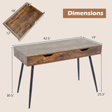 Tangkula Modern Writing Study Desk with 2 Storage Drawers