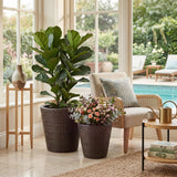 Tangkula 2-Set Plastic Rattan Planters