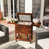 Tangkula Rolling Wooden Patio Cooler Cart(54 Quart)