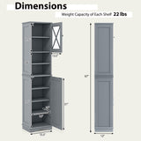 Tangkula 67" H Tall Bathroom Cabinet(15.5 x 12 x 67 Inch)