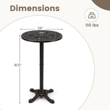Tangkula 24" Outdoor Round Bar Table Cast Aluminum Heavy Duty Patio High Table with Stable Cross-Shaped Base