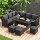 Tangkula 7 Pieces Outdoor Sectional Rattan Sofa Set with Cushions