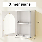 Tangkula Bathroom Wall Cabinet with Tempered Glass Door & Adjustable Shelf