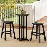 Tangkula 3PCS Outdoor HDPE Bar Table & Chair Set for 2