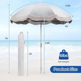 Tangkula 6.5FT Beach Umbrella with Fringe, UPF50+ Outdoor Boho Umbrella with Tassels, Push Button Tilt