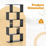 Tangkula 5-Tier Geometric Bookshelf S Shaped Bookcase w/Anti-Toppling Device