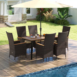 Tangkula Outdoor Dining Set for 6 with Umbrella Hole
