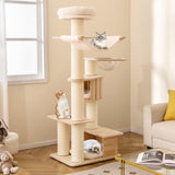 Tangkula Multi Layer Wood Cat Tower with Scratching Posts