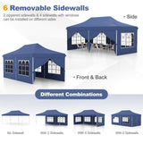 Tangkula 10x20 Ft Pop Up Canopy with 6 Sidewalls, Instant Setup Canopy Tent with 2 Zippered Door, Windows, Carrying Bag
