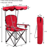 Tangkula Folding Camping Chair, Lightweight Portable Camp Lawn Chair with Adjustable Shade Canopy