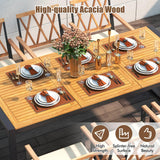 Tangkula 9 Pieces Patio Dining Set, Outdoor Acacia Wood Table and Chairs with Soft Cushions and 1.9” Umbrella Hole