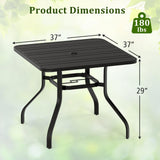 Tangkula 37” Outdoor Dining Table for 4 with 1.57” Umbrella Hole and Metal Frame