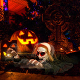 Tangkula Halloween Animated Zombie Groundbreaker, Voice Activated Climbing Zombie with Light up Eyes & Creepy Sound