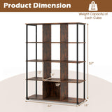 Tangkula Industrial Freestanding Bookshelf with Metal Frame with 2 Anti toppling Devices