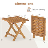 Tangkula Outdoor Folding Side Table with X-Shaped Legs & Slatted Tabletop