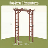 Tangkula 85" Wood Garden Arch Trellis with Flat Top & Side Trellis for Climbing Plants