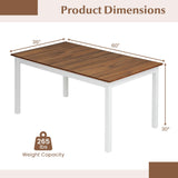 Tangkula 60" Rectangular Dinner Table with Solid Rubber Wood Legs