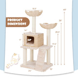 Tangkula 48 Inch Multi Level Cat Tower with Sisal Scratching Posts