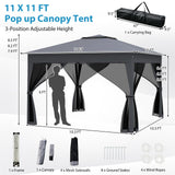 Tangkula 11x11 FT Pop Up Gazebo UPF50+ Sunshade Shelter with Carrying Bag