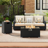 Tangkula 2-Piece Outdoor Rattan Fire Table Set
