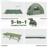 Tangkula 1-Person Tent Cot, Foldable Camping Tent with Air Mattress and Sleeping Bag