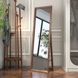 Tangkula Full Length Mirror with Stand, Solid Wood Frame Floor Mirror, Free Standing Full Body Mirror