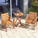 Tangkula Outdoor Wood Bistro Set, 2 Hardwood Chairs & Folding Bistro Table Set, Slatted Seat & Tabletop