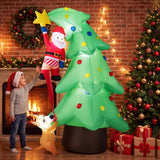 Tangkula 7.6 FT Inflatable Christmas Santa Claus Climbing Tree Bite By Dog
