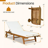 Tangkula Folding Lounge Chairs Outdoor Set of 1/2 Patio Eucalyptus Wood Chaise Lounge