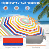 Tangkula 6.5 FT Beach Umbrella UPF50+ Portable Outdoor Table Umbrella for Sand with Tilt Adjustment