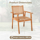 Tangkula Acacia Wood Outdoor Dining Chairs Set of 2/4 PE Rattan Patio Chairs with Backrests and Armrests
